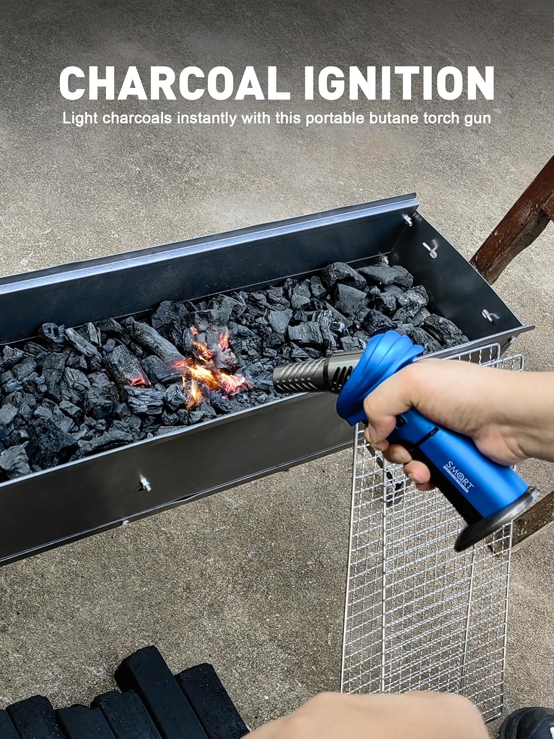 SMART JERRY Mini Torch Gun - Windproof Butane Lighter with Safety Lock | Adjustable Flame Up to 1500℃ for Cooking, BBQ, and Soldering