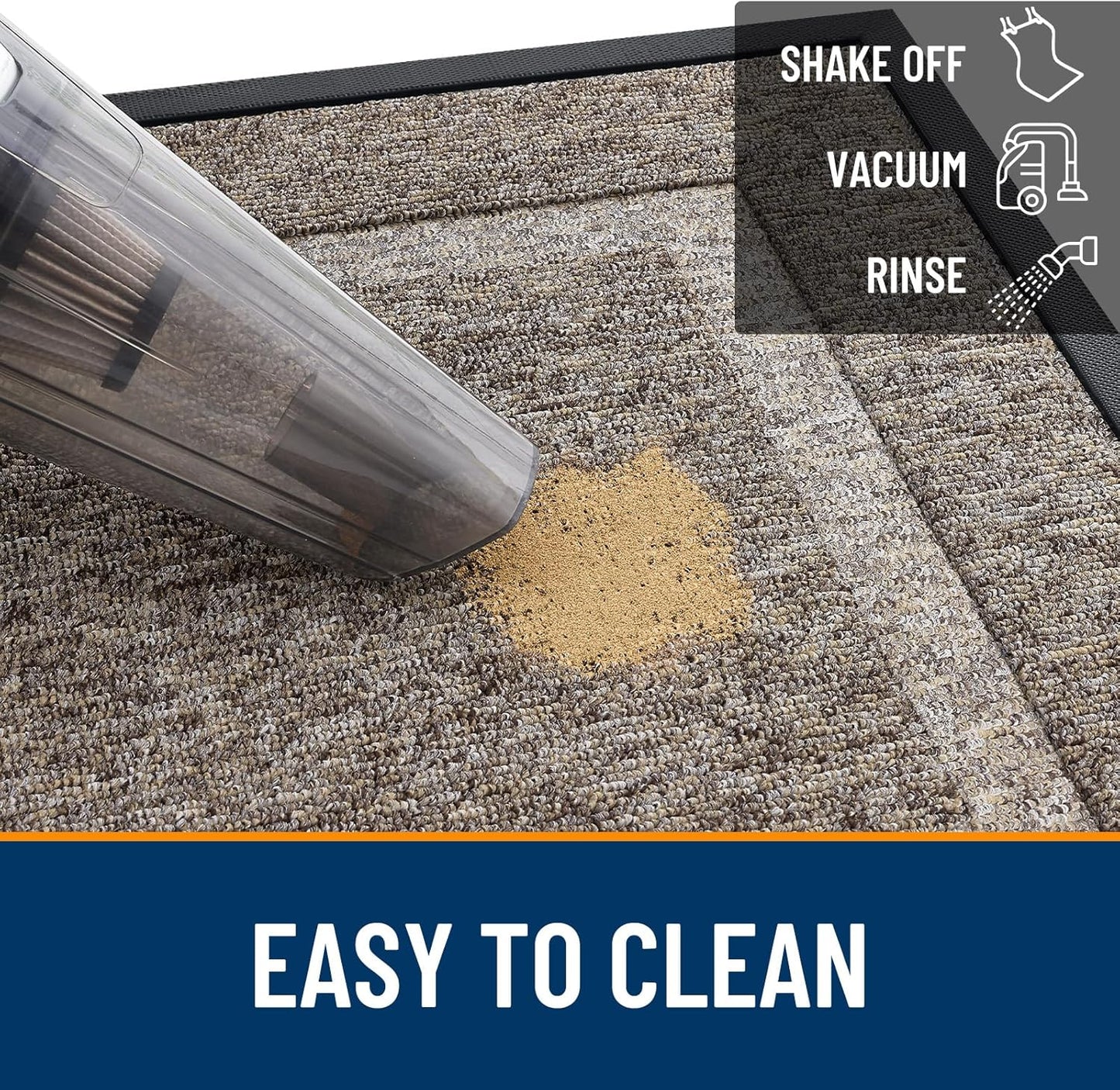 OLANLY Waterproof Front Door Mat - All-Season Indoor/Outdoor Doormat, Easy Clean, 47x23, Khaki & White