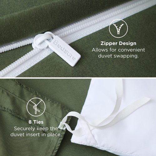 Bedsure Duvet Cover Oversized King Size - Soft Double Brushed Bedding Set for Kids & Adults, Zipper Closure, 3 Pieces, Includes 1 Duvet Cover (120"x98") & 2 Pillow Shams, NO Comforter, Olive Green