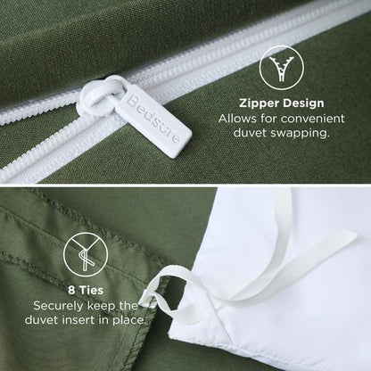 Bedsure Duvet Cover Oversized King Size - Soft Double Brushed Bedding Set for Kids & Adults, Zipper Closure, 3 Pieces, Includes 1 Duvet Cover (120"x98") & 2 Pillow Shams, NO Comforter, Olive Green