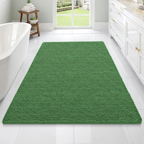 OLANLY Bathroom Rugs 70x46, Extra Soft Absorbent Chenille Bath Rugs, Rubber Backing Quick Dry, Machine Washable Bath Mats for Bathroom Floor, Tub and Shower, Home Decor Accessories, Olive Green