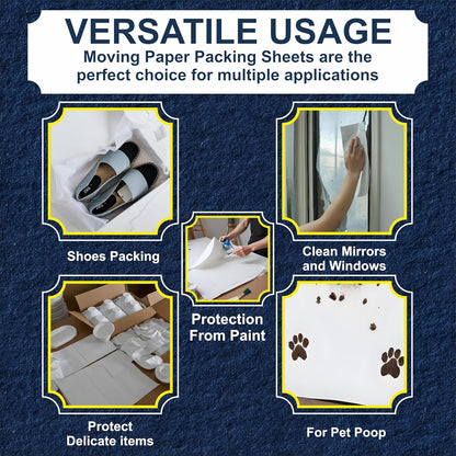 Packing Paper Sheets - 100 Small White Sheets for Moving | Protect Fragile Items & Wrap Gifts (13 x 12 Inch)