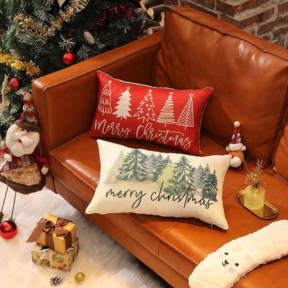 Red 12x20 Pillow Cover - Farmhouse Christmas Lumbar Throw Pillow Case