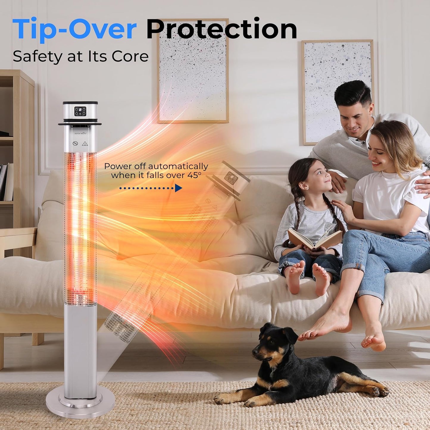 SereneLife Infrared Patio Heater - 1500W Electric Indoor/Outdoor Heater with Remote Control | Portable Silver Design for Restaurants, Patios, and Backyards