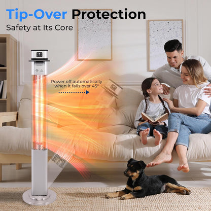 SereneLife Infrared Patio Heater - 1500W Electric Indoor/Outdoor Heater with Remote Control | Portable Silver Design for Restaurants, Patios, and Backyards