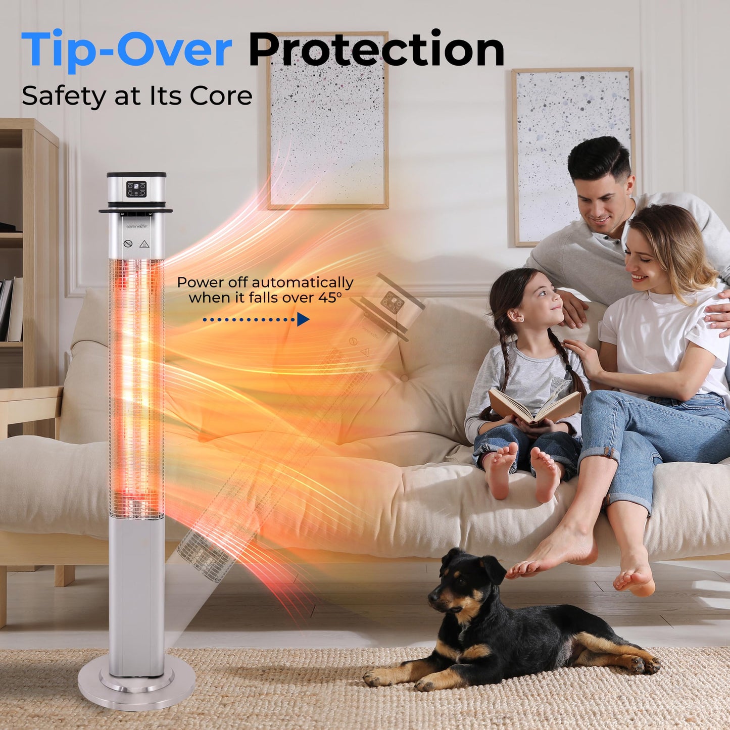 SereneLife Infrared Patio Heater, Electric Patio Heater for Indoor/Outdoor Use, Portable Table Heater with Remote Control, 1500 W, for Restaurant, Patio, Backyard, Garage, Decks (Silver)