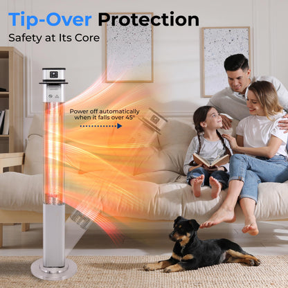 SereneLife Infrared Patio Heater, Electric Patio Heater for Indoor/Outdoor Use, Portable Table Heater with Remote Control, 1500 W, for Restaurant, Patio, Backyard, Garage, Decks (Silver)