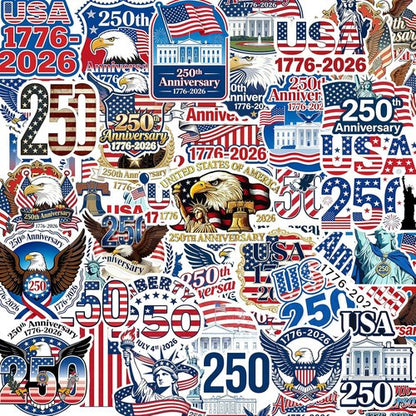 250 Anniversary USA Stickers - Waterproof Vinyl Decals for Laptops, Water Bottles, Phones & More