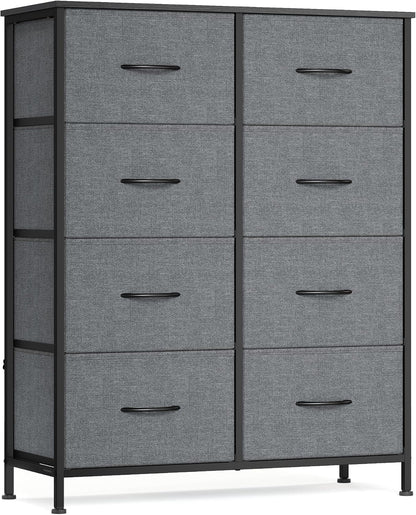 SONGMICS Dresser - Modern Chest of Drawers Storage Organizer Unit, 8 Drawer, Slate Gray