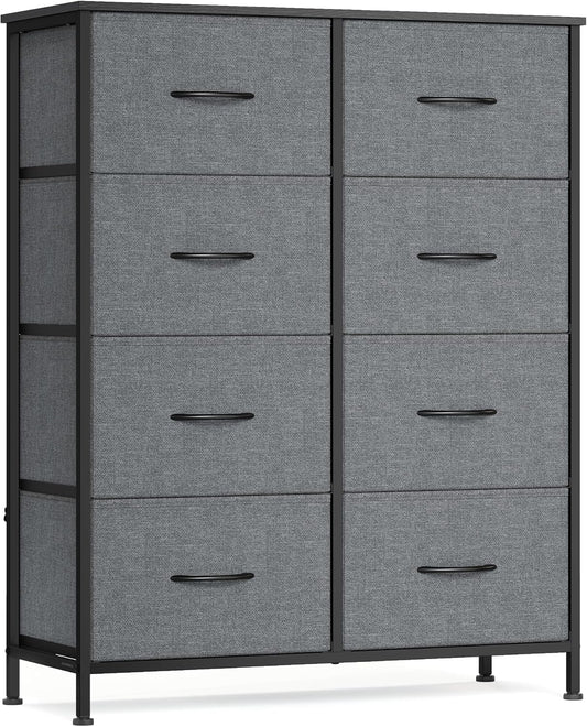 SONGMICS Dresser - Modern Chest of Drawers Storage Organizer Unit, 8 Drawer, Slate Gray