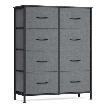 SONGMICS BELLAH Collection - Dresser for Bedroom, Chest of Drawers, Storage Organizer Unit, Closet, Entryway, Steel, 8 Drawers, Modern, Slate Gray ULGS124GN02S