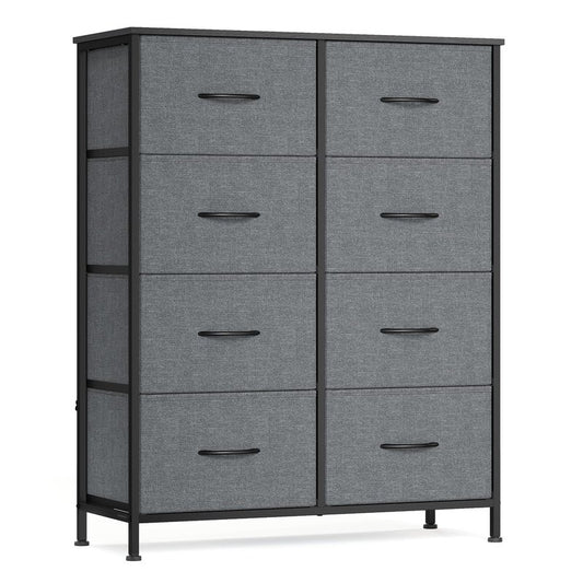 SONGMICS BELLAH Collection - Dresser for Bedroom, Chest of Drawers, Storage Organizer Unit, Closet, Entryway, Steel, 8 Drawers, Modern, Slate Gray ULGS124GN02S