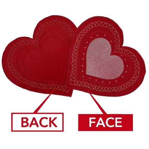 OWENIE Valentines Day Heart Placemats Set of 6, Embroidered Red Gillter Heart with Sequins Valentines Table Mats, and Wedding Table Decor,13.5 x 15, Red