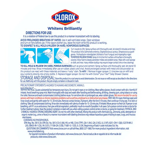 Clorox Plus Tilex Mold and Mildew Remover with Bleach, Spray Bottle, 32 Fluid Ounces, Unscented, Pack of 3