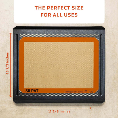 Silpat Premium Non-Stick Silicone Baking Mat - Half Sheet Size 11-5/8" x 16-1/2" | Orange
