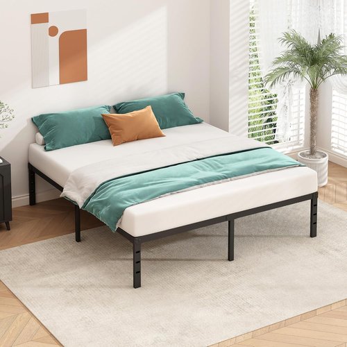 HLIPHA Metal Platform Bed Frame - 16 Inch Tall Full Size with Heavy Duty Support Slats | Easy Assembly, Black