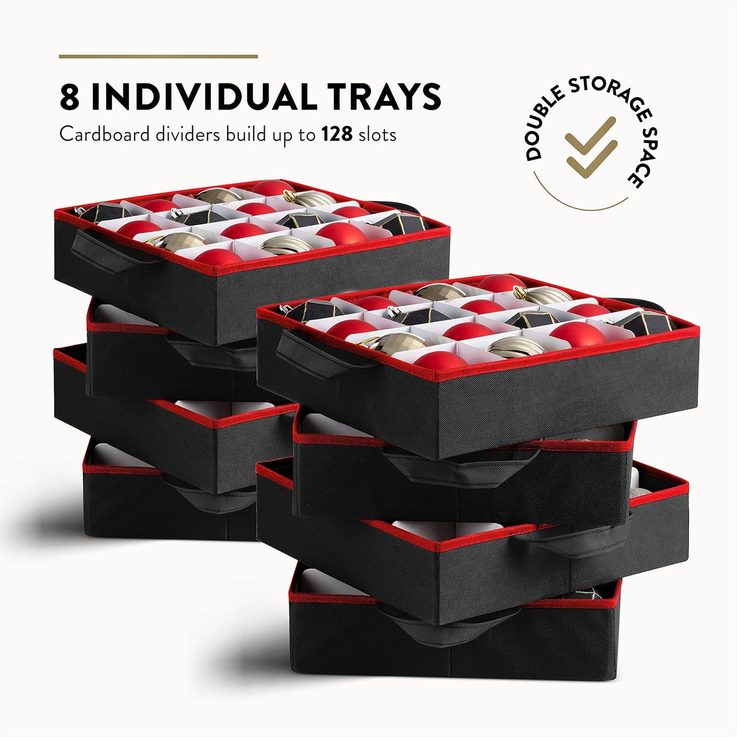 Premium Christmas Bauble Storage Box - 128 Compartment Ornament Organizer | Tear-Proof 600D Oxford Fabric