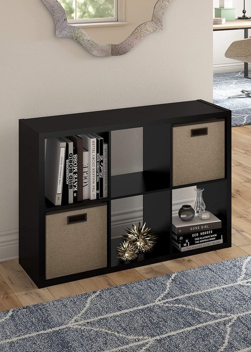 ClosetMaid 6-Cube Storage Shelf Organizer - Versatile Wood Bookshelf in Black Finish, Easy Assembly