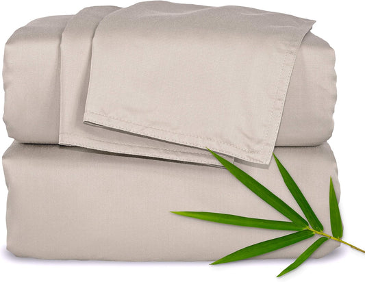Pure Bamboo Queen Sheets - Luxuriously Soft & Cooling 100% Organic Viscose Bed Sheet Set | Sand Color