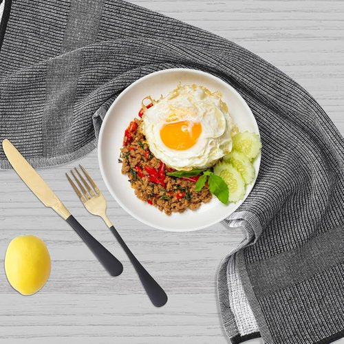 Homaxy Premium Kitchen Towels - Highly Absorbent 380 GSM Cotton Dish Towels | 18”x28”, 6 Pack, Black