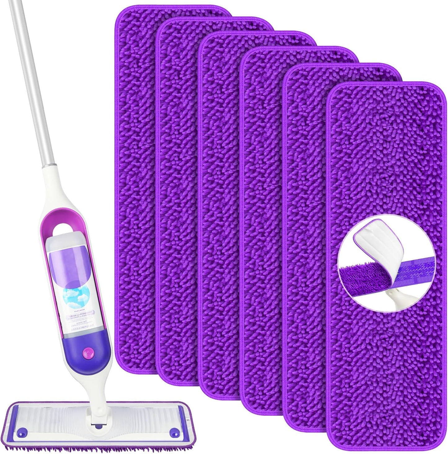 Papclean Microfiber Mop Pads - Reusable Wet Dry Cleaning Cloths for Swiffer PowerMop | 6 Pack for 13"-15" Floors