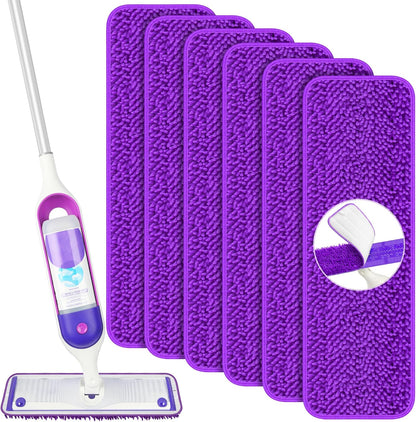 Papclean Microfiber Mop Pads - Reusable Wet Dry Cleaning Cloths for Swiffer PowerMop | 6 Pack for 13"-15" Floors