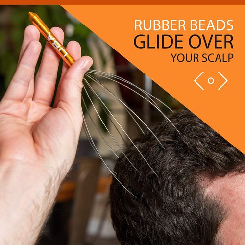 LiBa Scalp Massager Tool in Gold (2-Pack) Head Hair Scratcher Massage No Painful Scratches, Tangling, or Pulling Wires with Gentle Beads (Gold, 12 Wire)