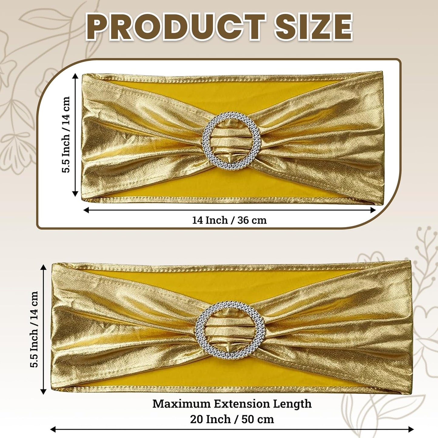 MDS Spandex Foil Chair Sashes - Universal Fit Elastic Stretch Bands with Buckle for Weddings | Metallic Gold - Pack of 150