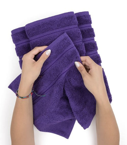 American Soft Linen Luxury 6 Piece Towel Set, 2 Bath Towels 2 Hand Towel 2 Washcloths, 600 GSM 100% Cotton Turkish Towels for Bathroom, Purple Towel Sets