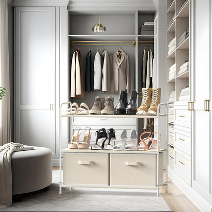 Simple Houseware 3-Tier Closet Storage Organizer - Beige with 2 Convenient Drawers