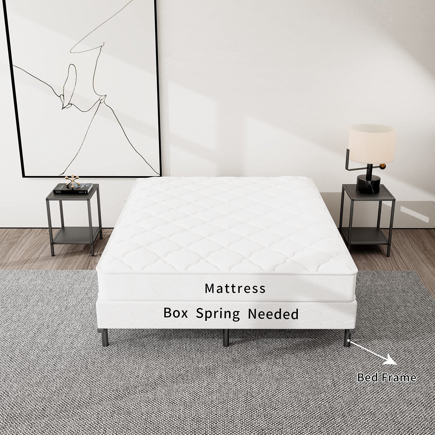 NEW JETO Metal Bed Frame,Sturdy Platform,Heavy Duty Sturdy Bed Frame Black King,9 Legs Support,Easy to Assemble,Without Taking Up Space and Easy to Move