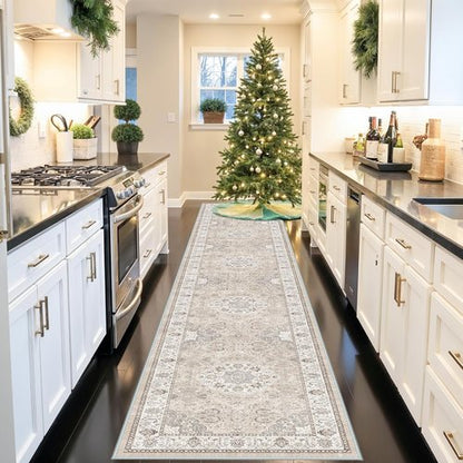 Hallway Washable Runner Rug - Vintage Soft Non-Slip 3x20 Entryway Carpet | Ideal for Kitchen, Bathroom & Living Room