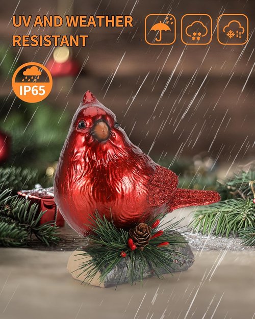 iStatue Red Cardinal Bird Figurines Set of 2 - 6.3'' Realistic Resin Statues for Holiday Home Decor