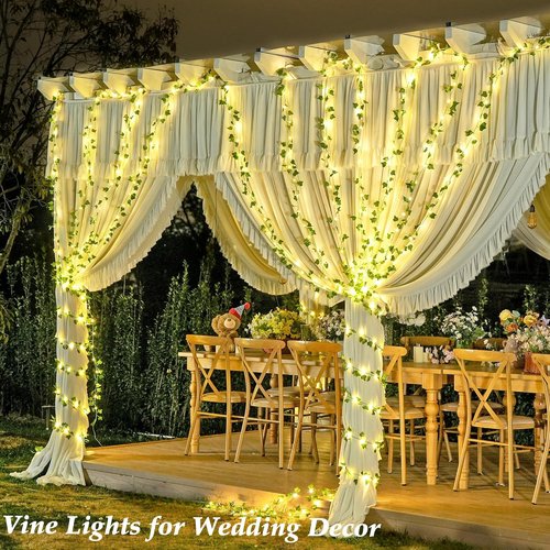 JMEXSUSS 33Ft Ivy Vines with 100 LED Fairy Lights - Battery Operated with Remote for Bedroom & Party Decor | Warm White