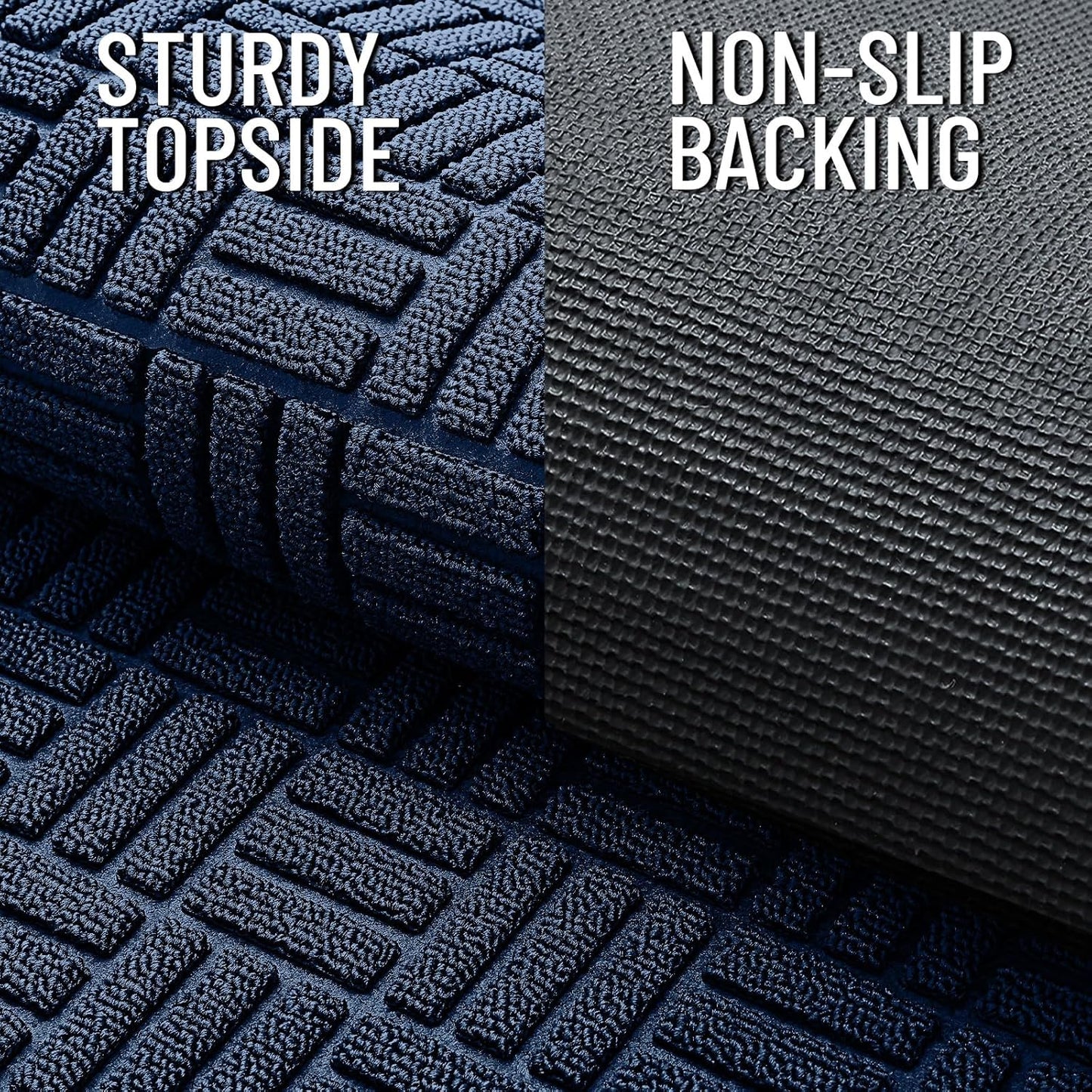 OLANLY Heavy-Duty Front Door Mat - Absorbent Non-Slip Natural Rubber | 29.5x17, Navy Blue