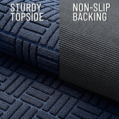OLANLY Heavy-Duty Front Door Mat - Absorbent Non-Slip Natural Rubber | 29.5x17, Navy Blue