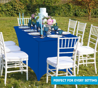 Utopia Kitchen Spandex Tablecloth 2 Pack [4FT, Royal Blue] Tight, Fitted, Washable and Wrinkle Resistant Stretch Rectangular Patio Table Cover for Event, Wedding, Banquet & Parties [48Lx30Wx30H Inch]