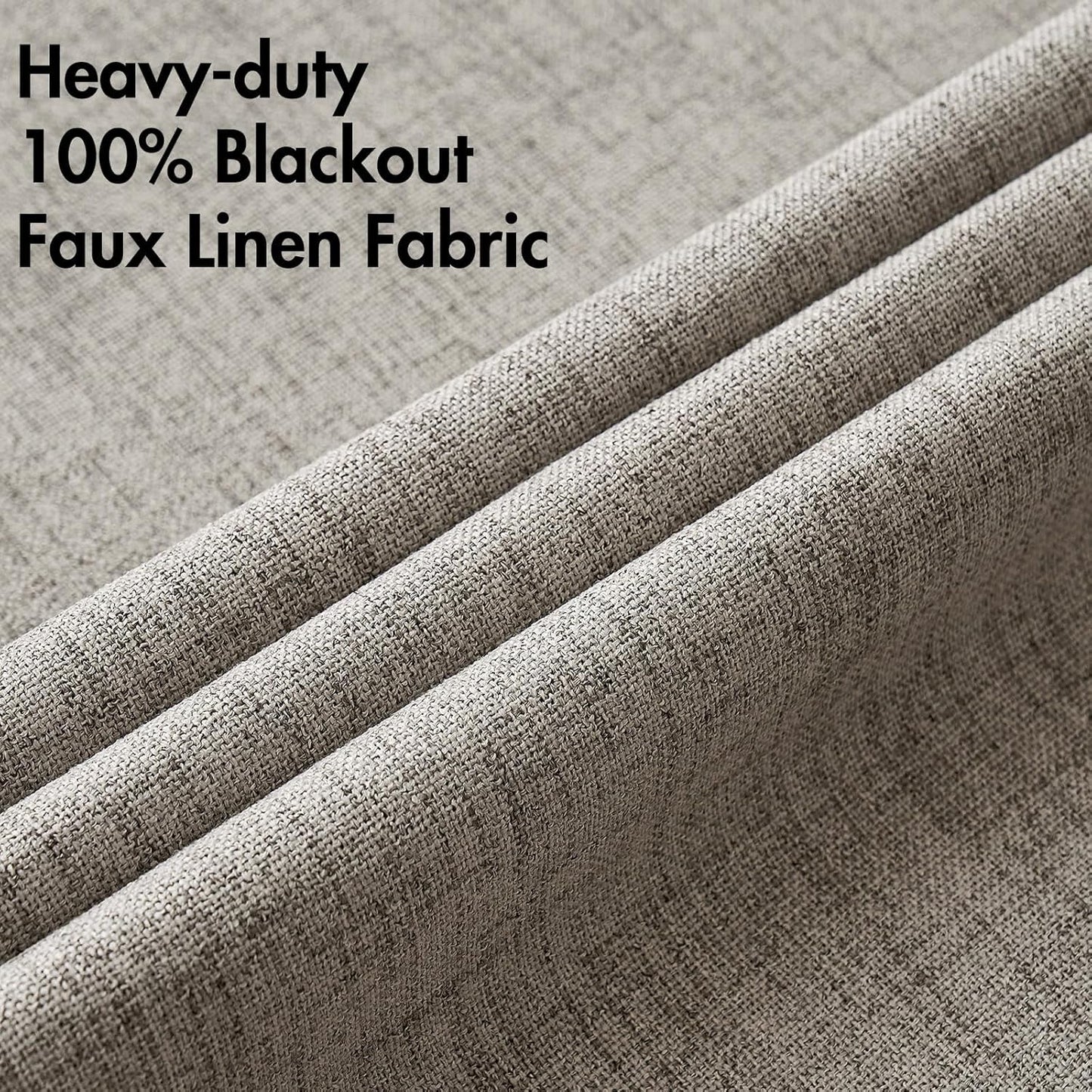MIULEE Blackout Linen Curtains - 100% Thermal Insulated Greige Draperies | Room Darkening 52x96 Inch (2 Panels)