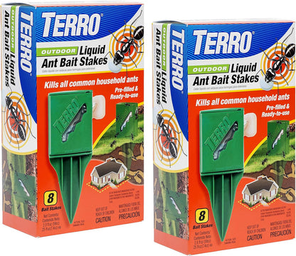 TERRO Outdoor Liquid Ant Bait Stakes - Effective Ant Control | 2 Pack