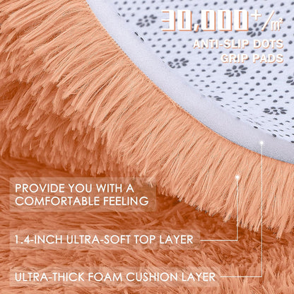 OLANLY Large 5x7 Machine Washable Area Rug - Soft Fluffy Shaggy Carpet for Living Room & Bedroom | Muted Orange