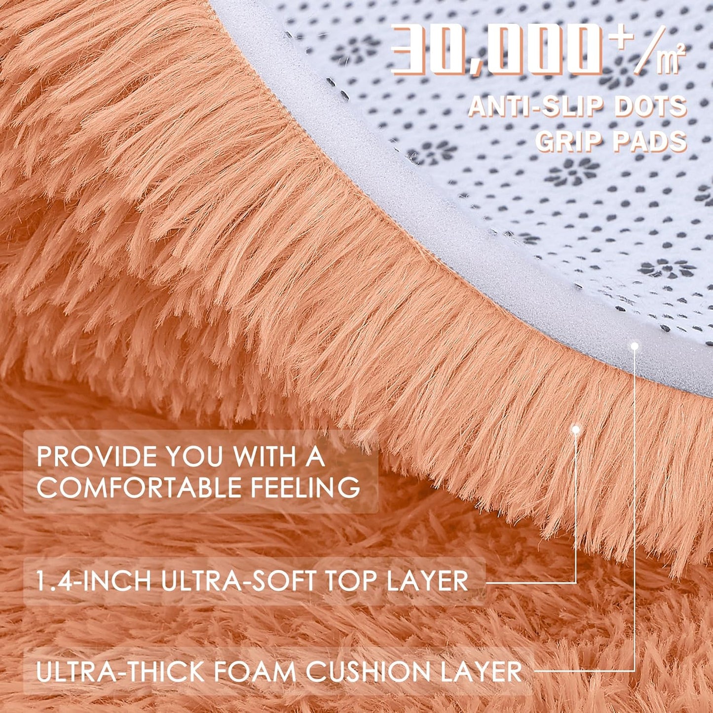 OLANLY Runner Rugs - Soft Fluffy Machine Washable 2x8 for Hallway & Bedroom | Muted Orange Decor