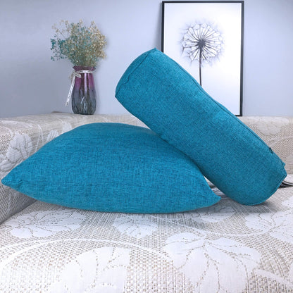 FINEASY Round Neck Pillow Roll Cervical Support Pillows Neck Pain Relief Cylinder Bolster Pillows with Removable Washable Cover for Sleeping, Chair, Car, Sofa (2, Turquoise)