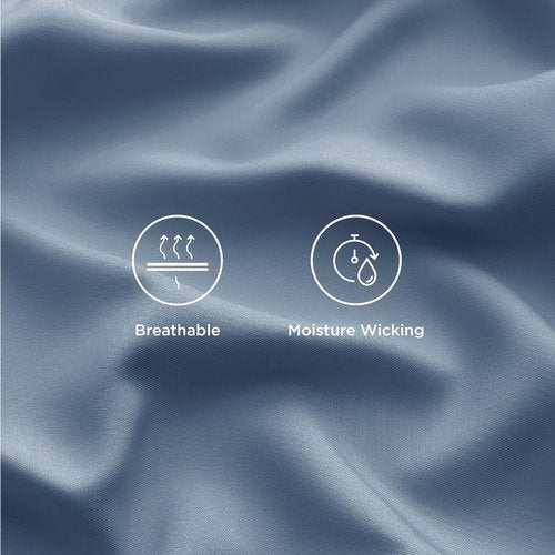 Bedsure Cooling Twin Sheets - Breathable Rayon from Bamboo | Soft, Deep Pocket Up to 16 Inches, Dusty Blue