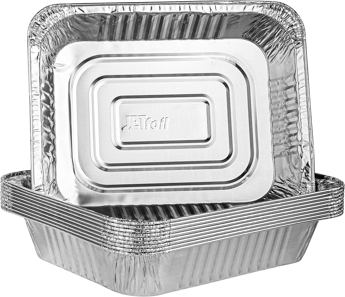 PLASTICPRO Disposable Aluminum Foil Pans - Half Size Deep Bakeware for Cakes, Meatloaf & Lasagna | Pack of 10