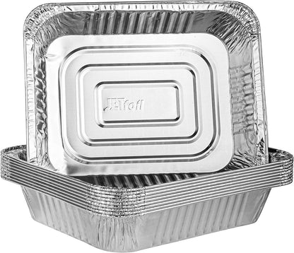PLASTICPRO Disposable Aluminum Foil Pans - Half Size Deep Bakeware for Cakes, Meatloaf & Lasagna | Pack of 10