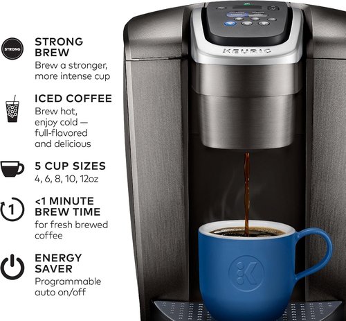Keurig K-Elite Coffee Maker - Single-Serve K-Cup Pod Brewer in Brushed Slate | 12 oz Brew Size