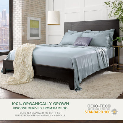 Pure Bamboo Queen Sheets - Luxuriously Soft & Cooling 100% Organic Viscose Bed Set | Sterling Blue