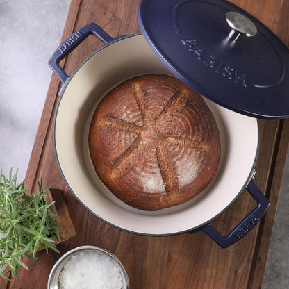 Babish 6-Quart Round Enameled Cast Iron Dutch Oven - Blue | Heavy-Duty for Slow Cooking & Baking