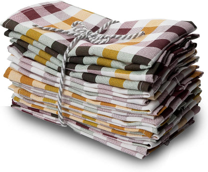 PERLLI Rustic Burnt Orange Napkins - 100% Cotton, Washable & Reusable | 12 Pack, 18x18 Inches for Thanksgiving