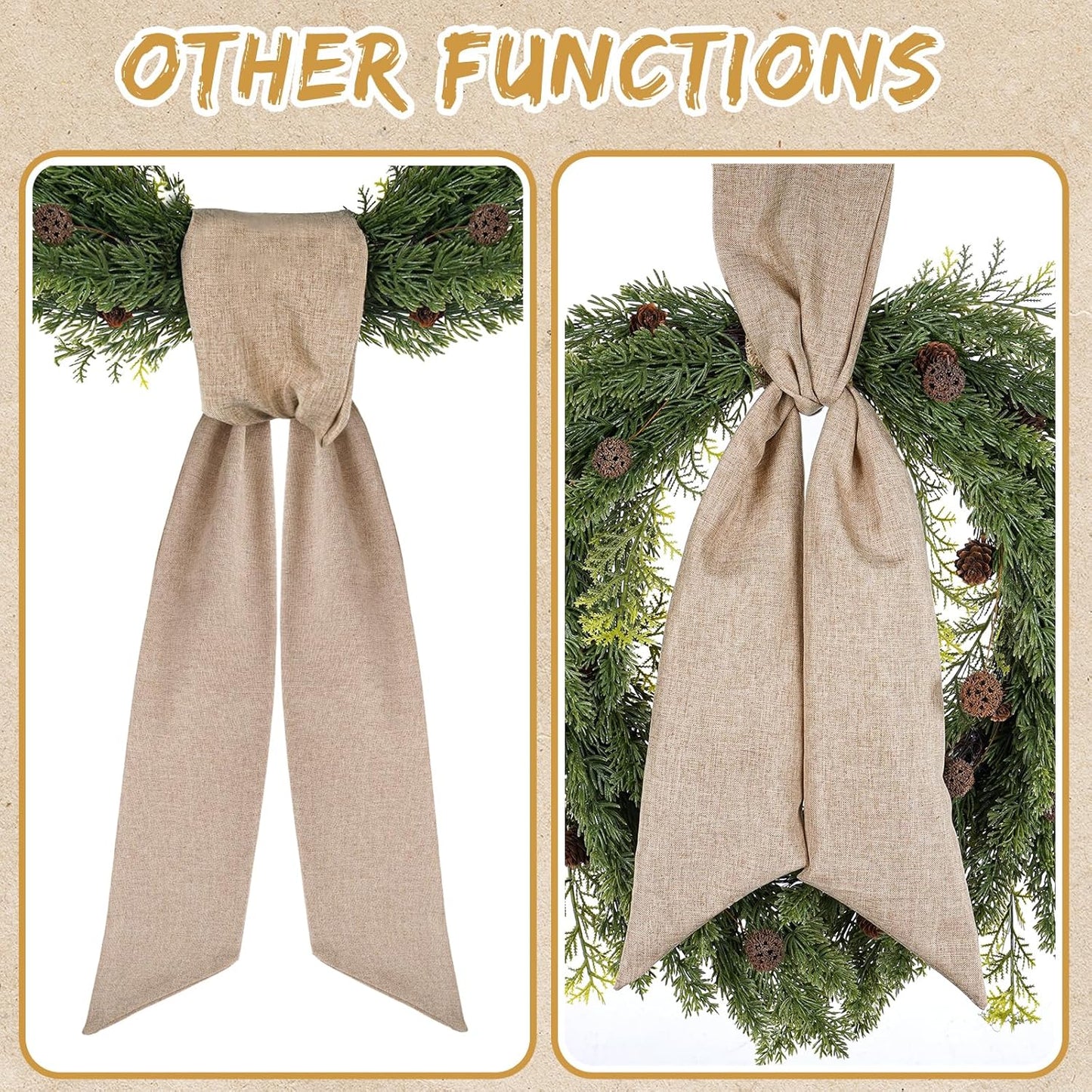 Rustic Wreath Sash by [Brand Name] - 2 Pcs 55.5 Inch Blank Sash for Farmhouse Decor | Perfect for Embroidery